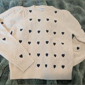 Heart Sweater Cream And Black M